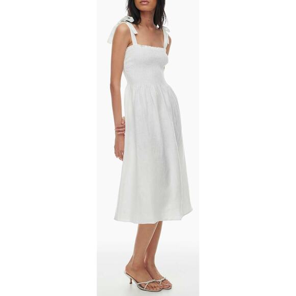 Aritzia Wilfred Reminisce Dress Women XS Organic Smocked Ruffle NEW Romantic - Picture 1 of 12